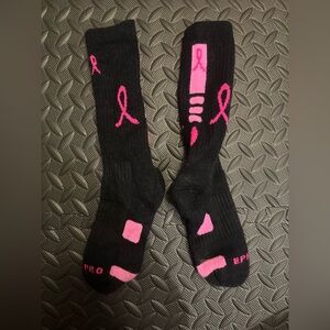Black and Pink Ribbon Socks